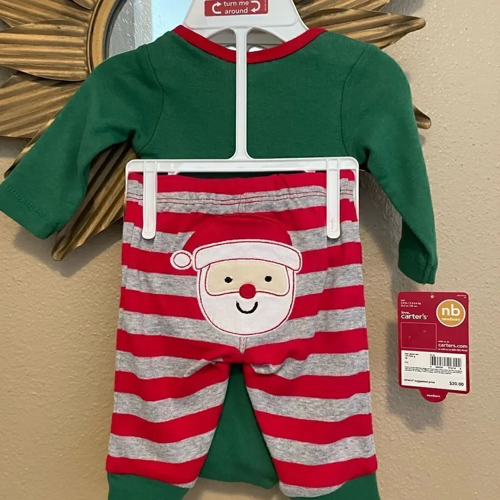 Carter’s Vintage Side Santa’s Helper NB Embroidered Two Piece Outfit